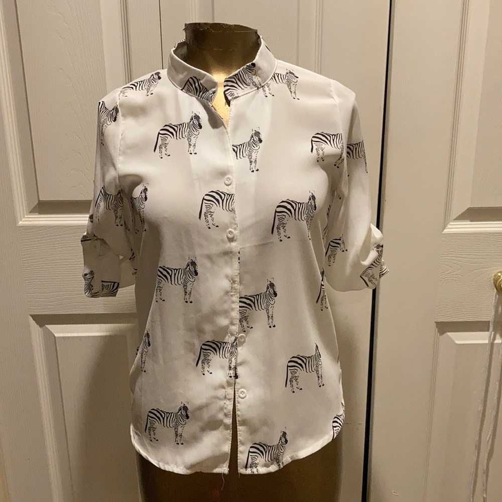 Button up zebra shirt